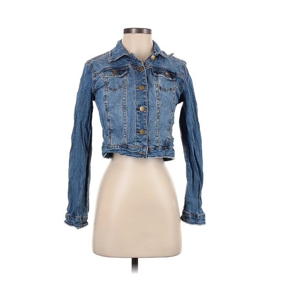 Fashion Nova Blue Cropped Jean Jacket- small - Picture 1 of 6